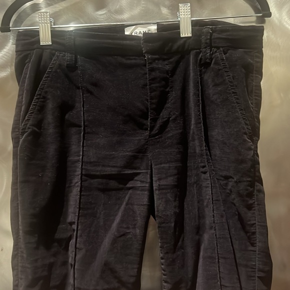 Frame Black Velvet Ankle Flare Pants Sz 27 - Picture 2 of 9